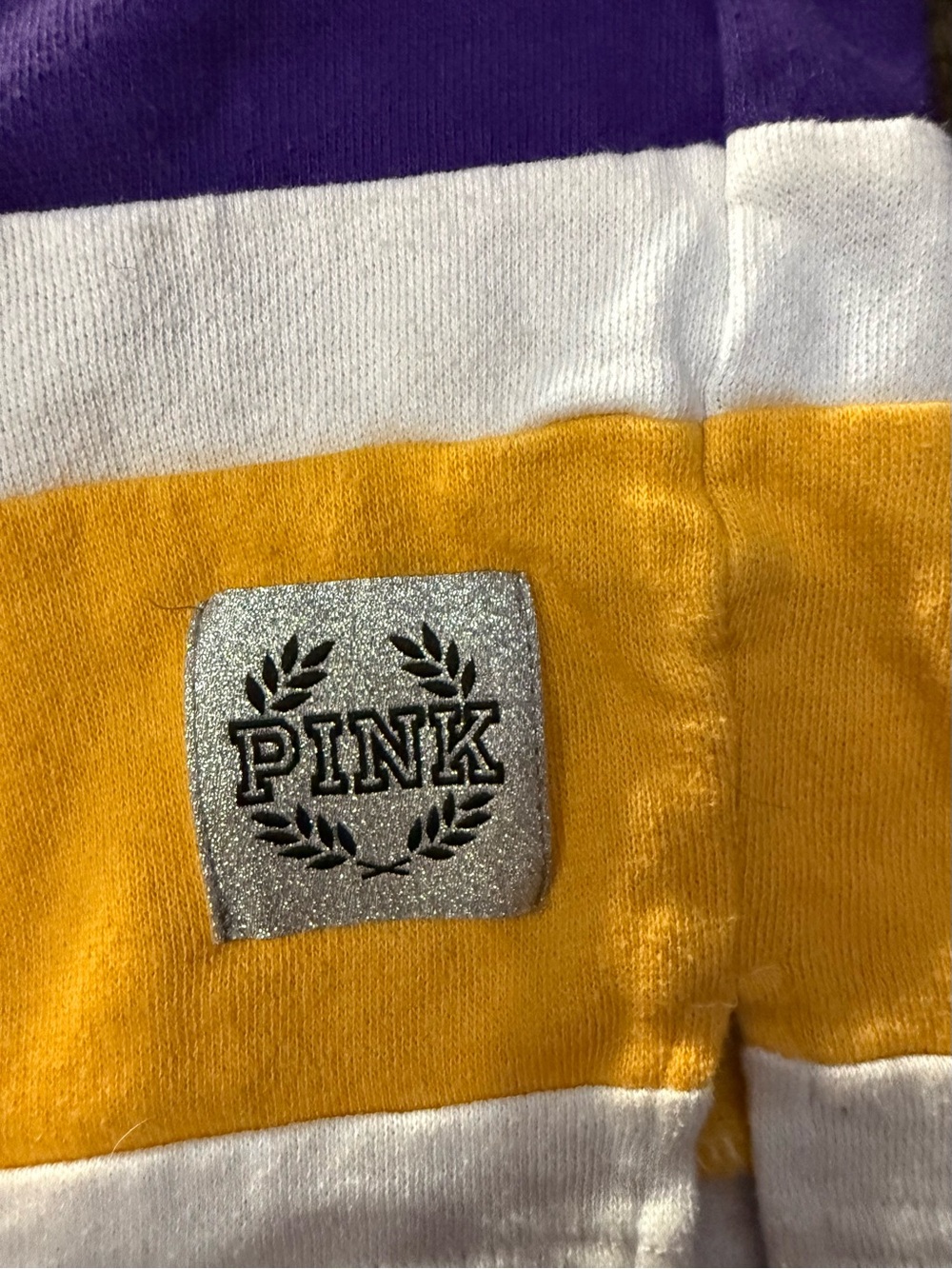 PINK Victoria's Secret x 5th Ocean Purple, Gold & White LSU V-Neck Jersey Shirt - Picture 5 of 6